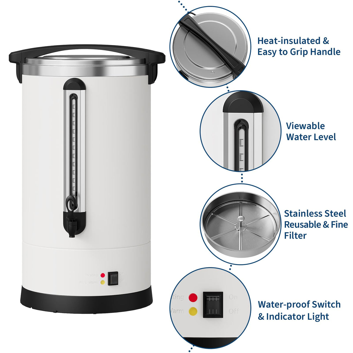 12L 80-Cup Double-Wall Stainless Steel Electric Coffee Urn L984682
