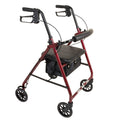 Aluminum Rollator Walker with Seat, 6-inch Wheels, Foldable, Burgundy E1909