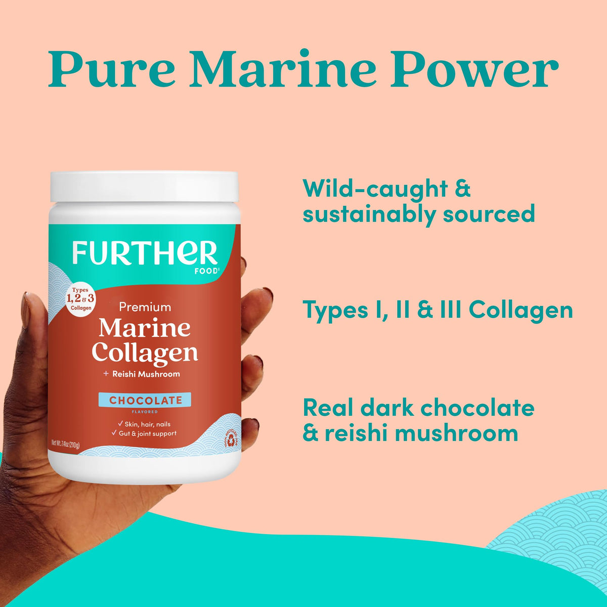 Chocolate Marine Collagen Peptides Powder, 7.41 Oz Z69698