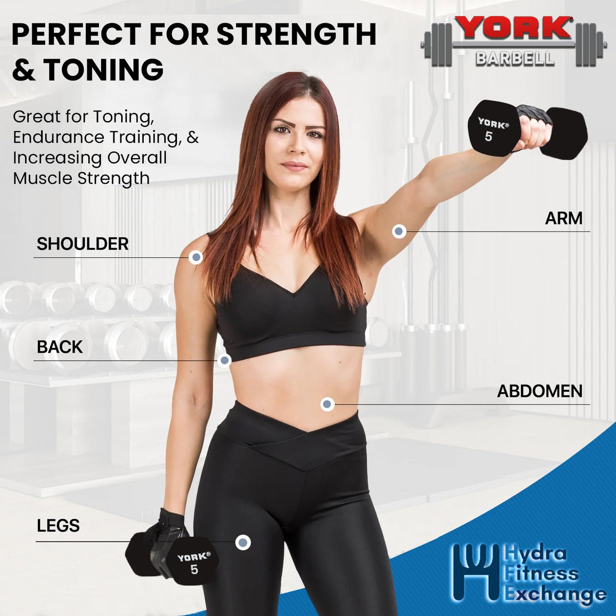 Neoprene Hexagon Dumbbells with Cast Ergo Handle 10lb Pack of 1 R345091