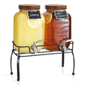 1 Gallon Glass Drink Dispenser with Stand, 2 Pcs D5575