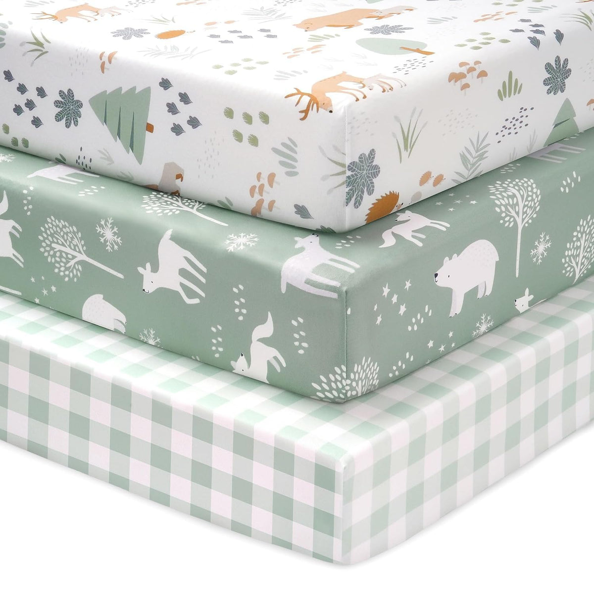 3 Pack Fitted Neutral Baby Crib Sheets D131