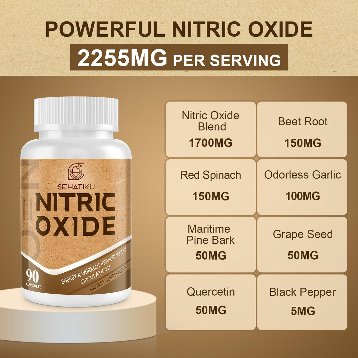 90 Capsules Nitric Oxide Supplement R1681