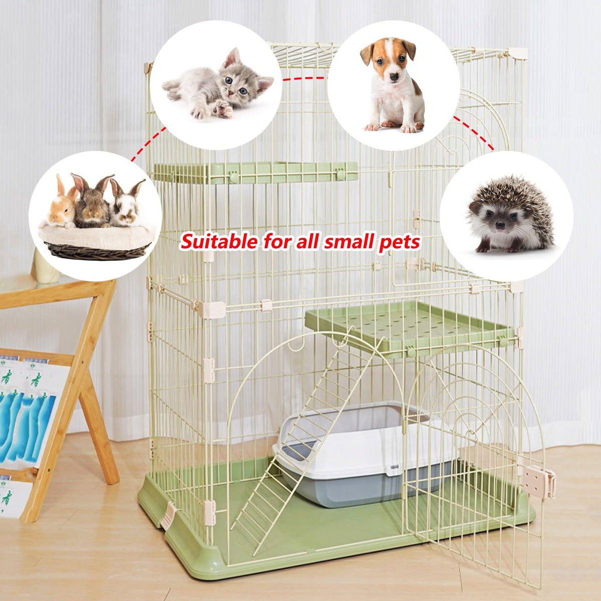 3/4-Tier Cat Cage Playpen with Hammock Y23521