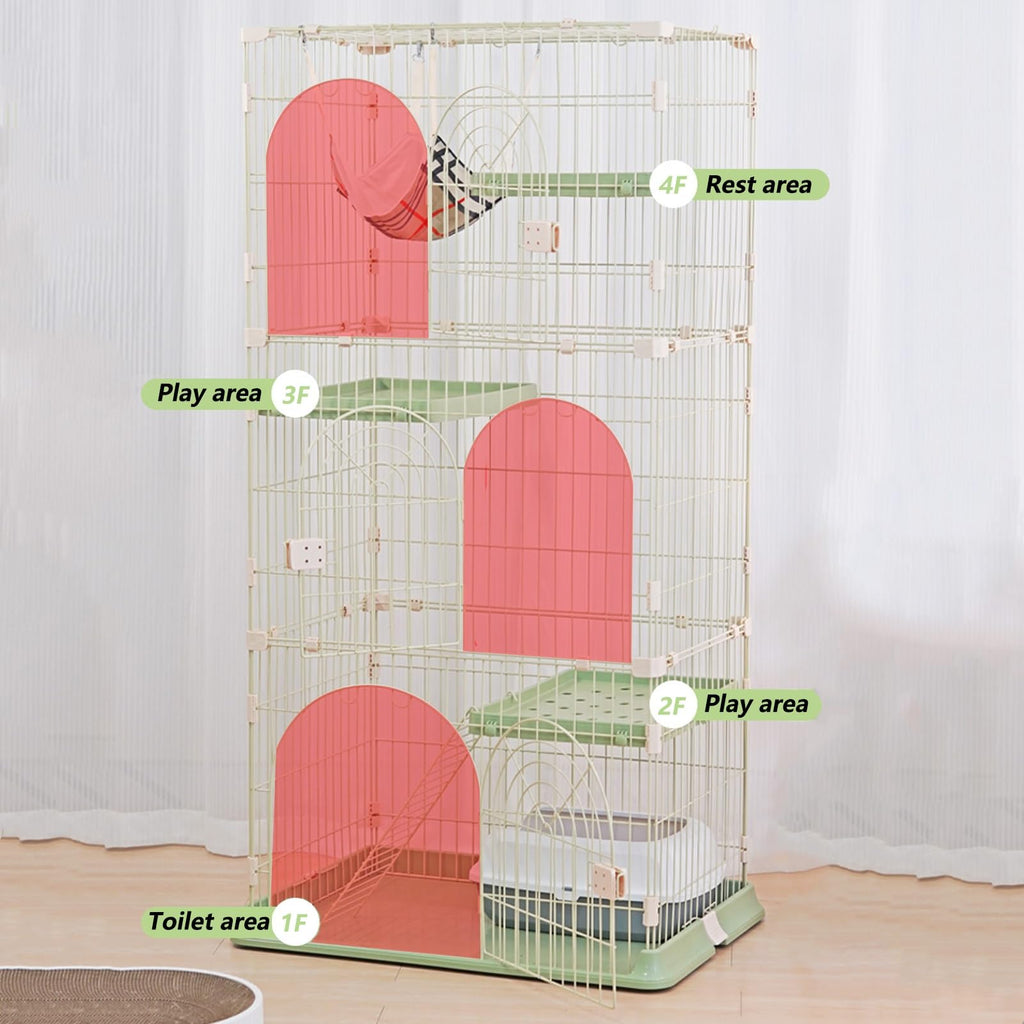 3/4-Tier Cat Cage Playpen with Hammock Y23521