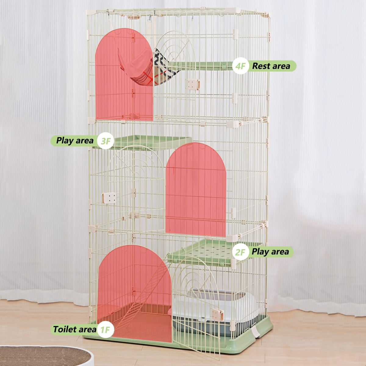 3/4-Tier Cat Cage Playpen with Hammock Y23521