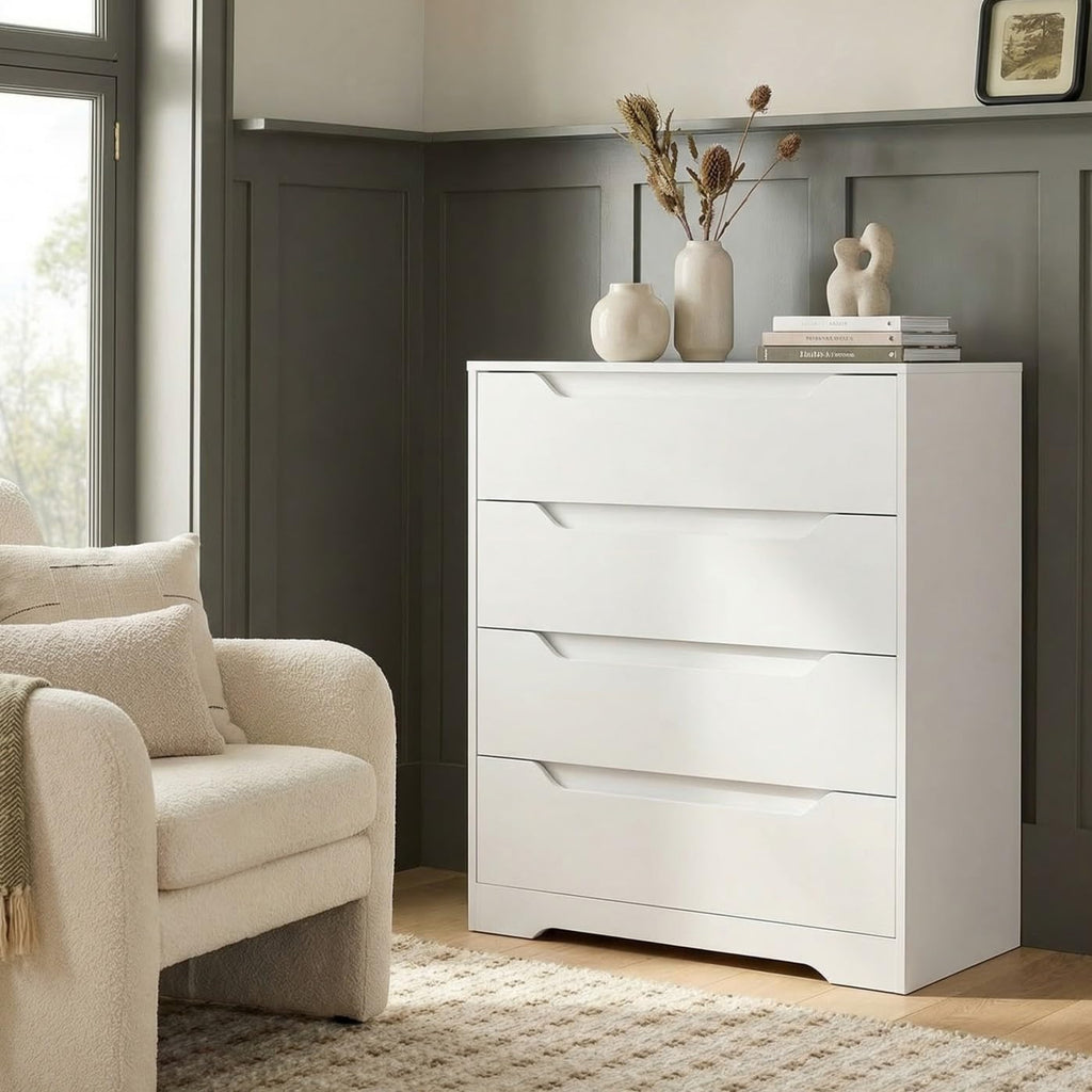 White 4 Drawer Wood Dresser A5149