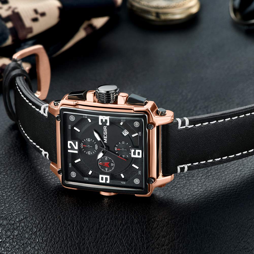 Men's Analogue Luminous Quartz Watch with Leather Strap W447657