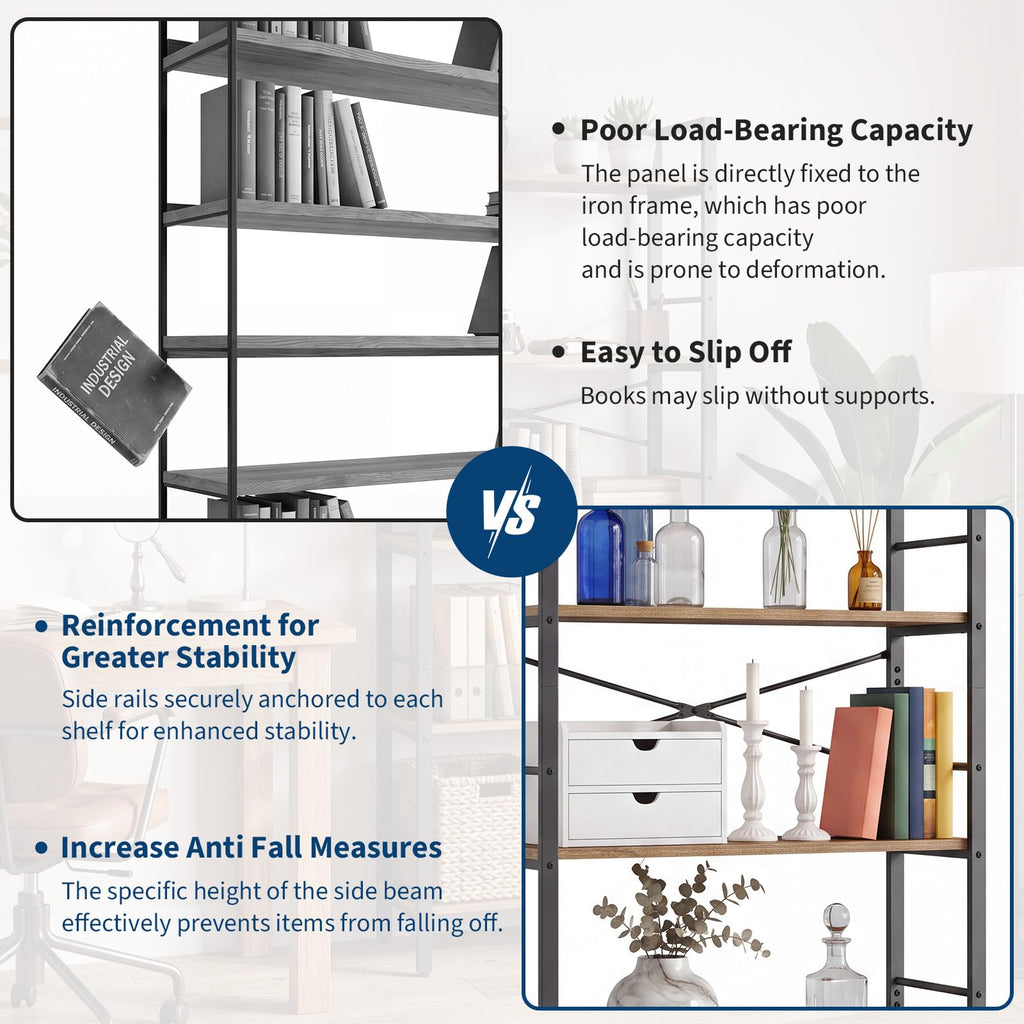5-Tier Arched Bookcase with Side Rails X5893