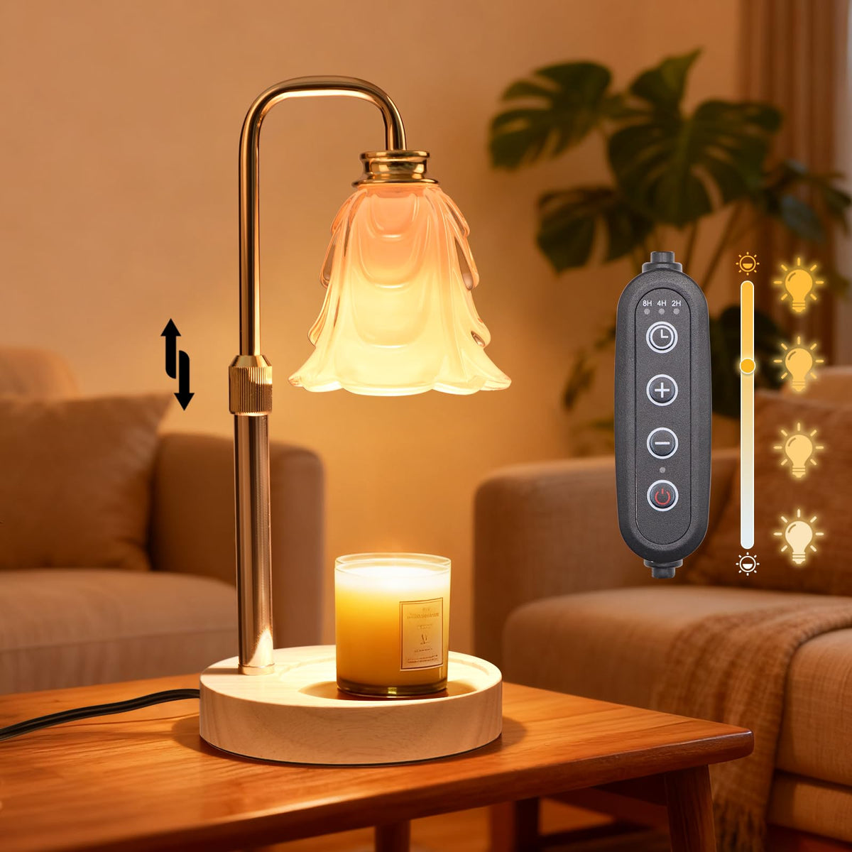 Adjustable Height Candle Warmer Lamp with Timer and Dimmer R190773