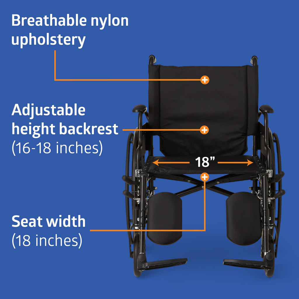 Lightweight Wheelchair with 18" Wide Seat and 300 lb. Weight Capacity Q53250