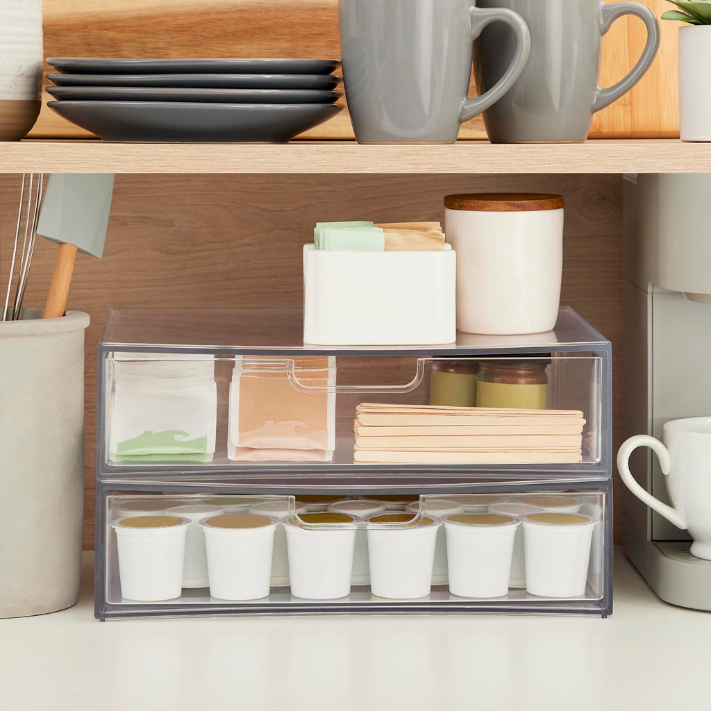 Clear Plastic Stackable Organizer Drawers Set of 2 U71668