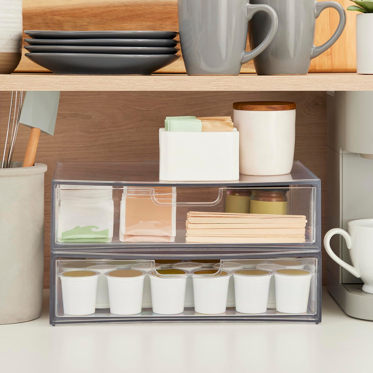 Clear Plastic Stackable Organizer Drawers Set of 2 U71668