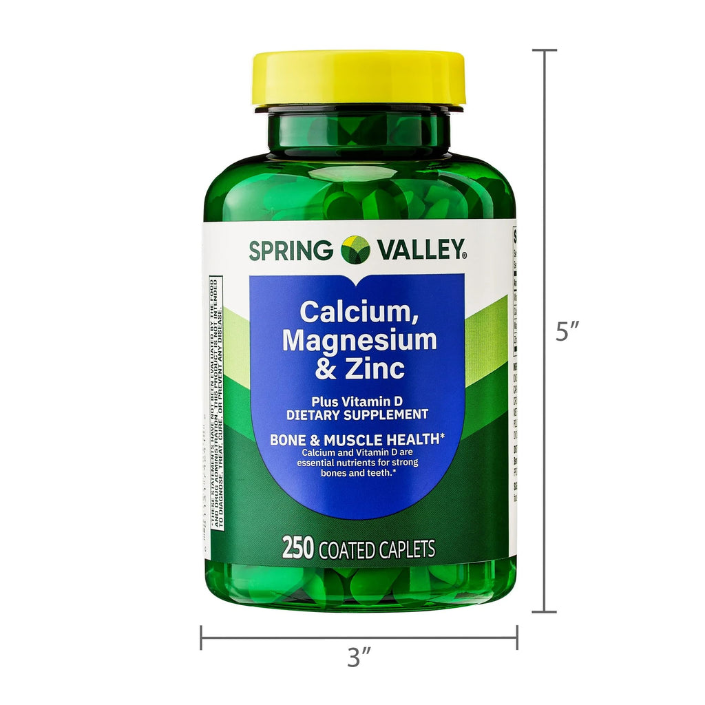 Calcium Magnesium Zinc Vitamin D3 Caplets 250 Count T4754