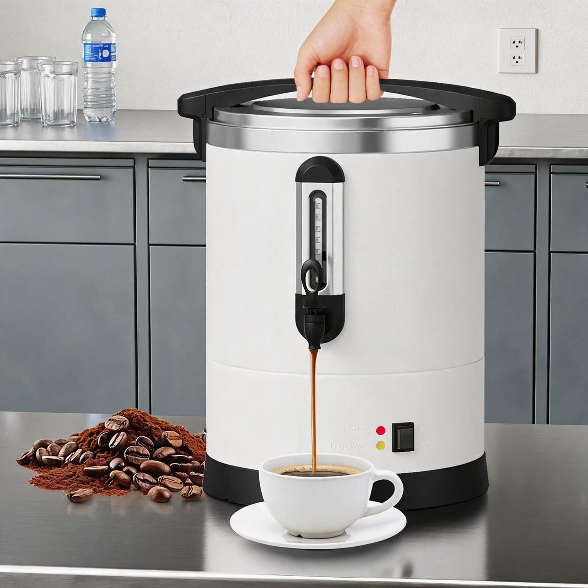 12L 80-Cup Double-Wall Stainless Steel Electric Coffee Urn L984682