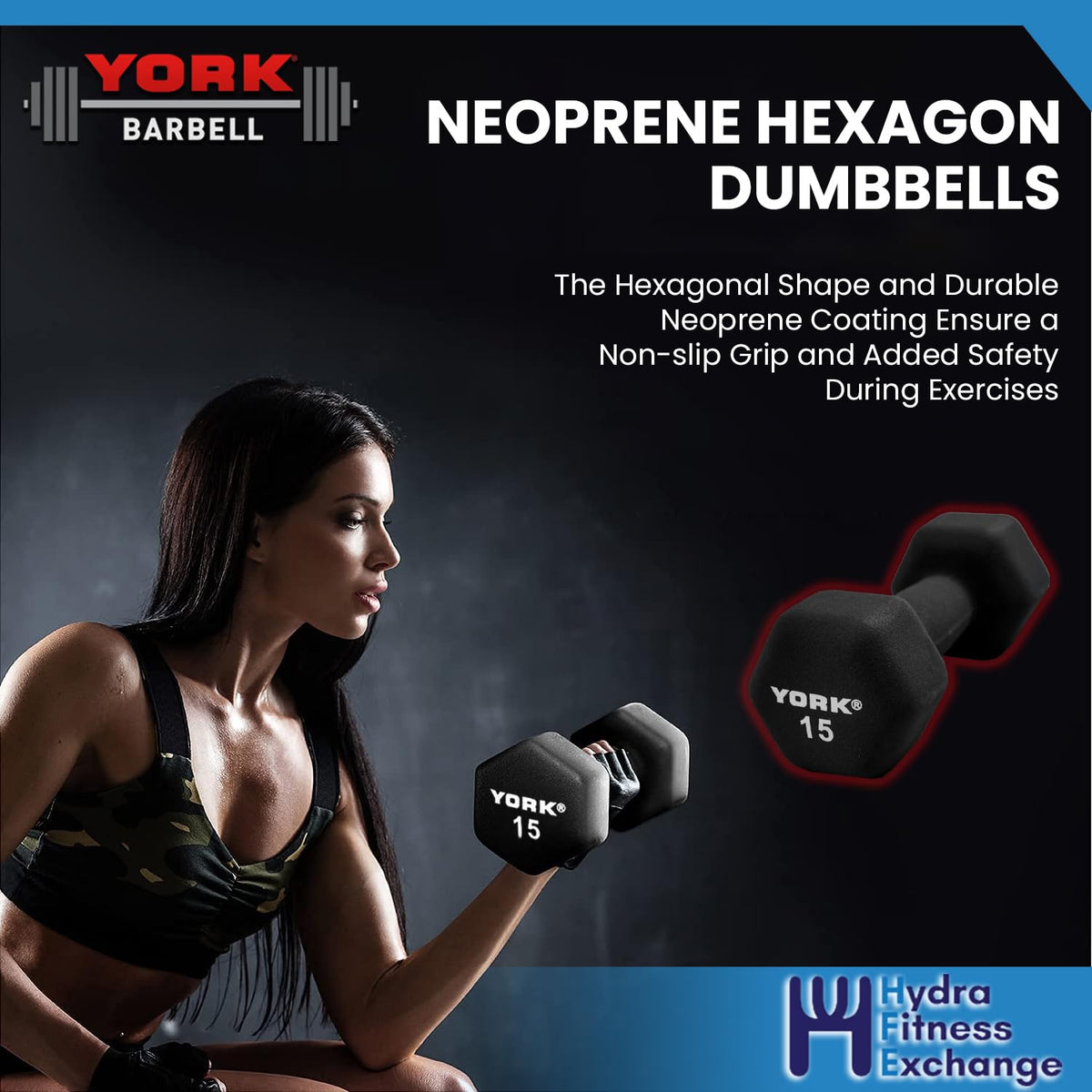 Neoprene Hexagon Dumbbells with Cast Ergo Handle 10lb Pack of 1 R345091