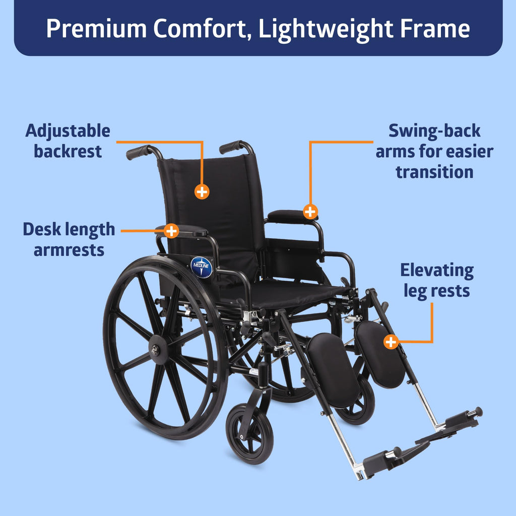 Lightweight Wheelchair with 18" Wide Seat and 300 lb. Weight Capacity Q53250