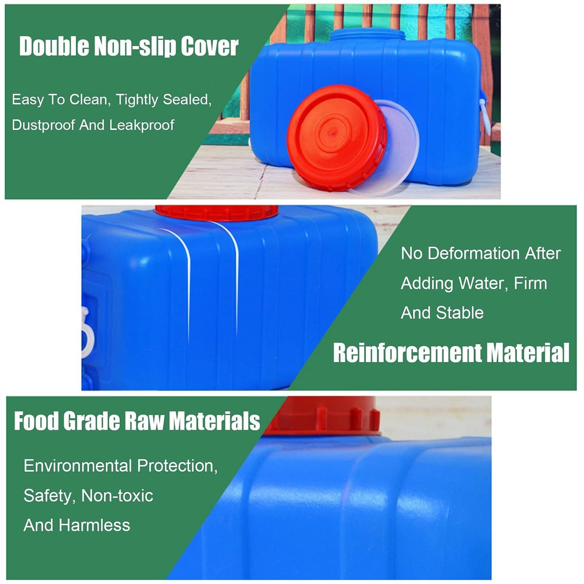 Blue Large Food-Grade Water Storage Container with Lid and Handle S56096