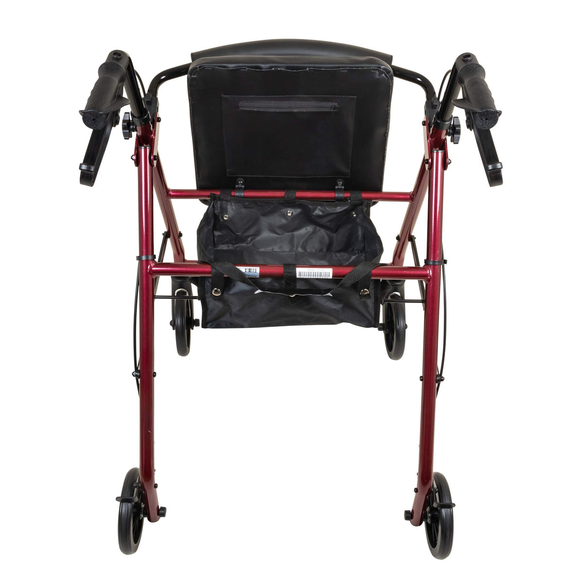 Aluminum Rollator Walker with Seat, 6-inch Wheels, Foldable, Burgundy E1909