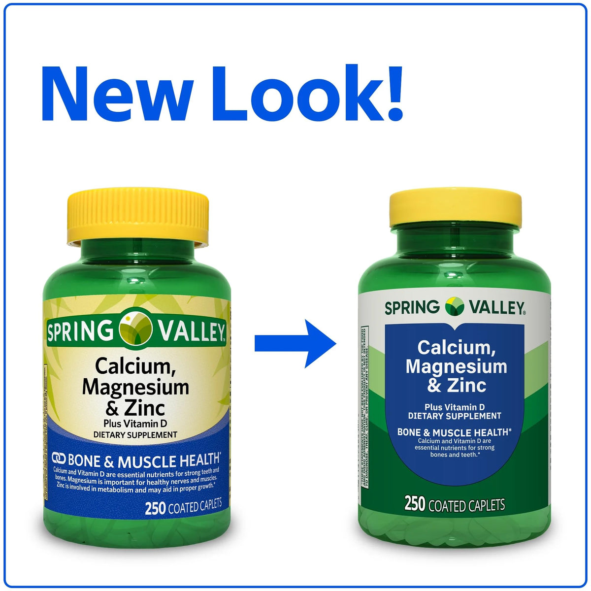 Calcium Magnesium Zinc Vitamin D3 Caplets 250 Count T4754