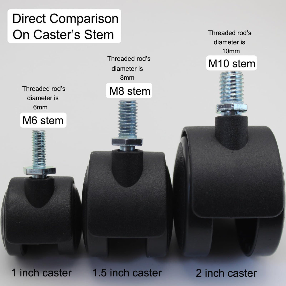 1.5 Inch Swivel Stem Caster Wheels with Locking Brake 4 Pack B809179