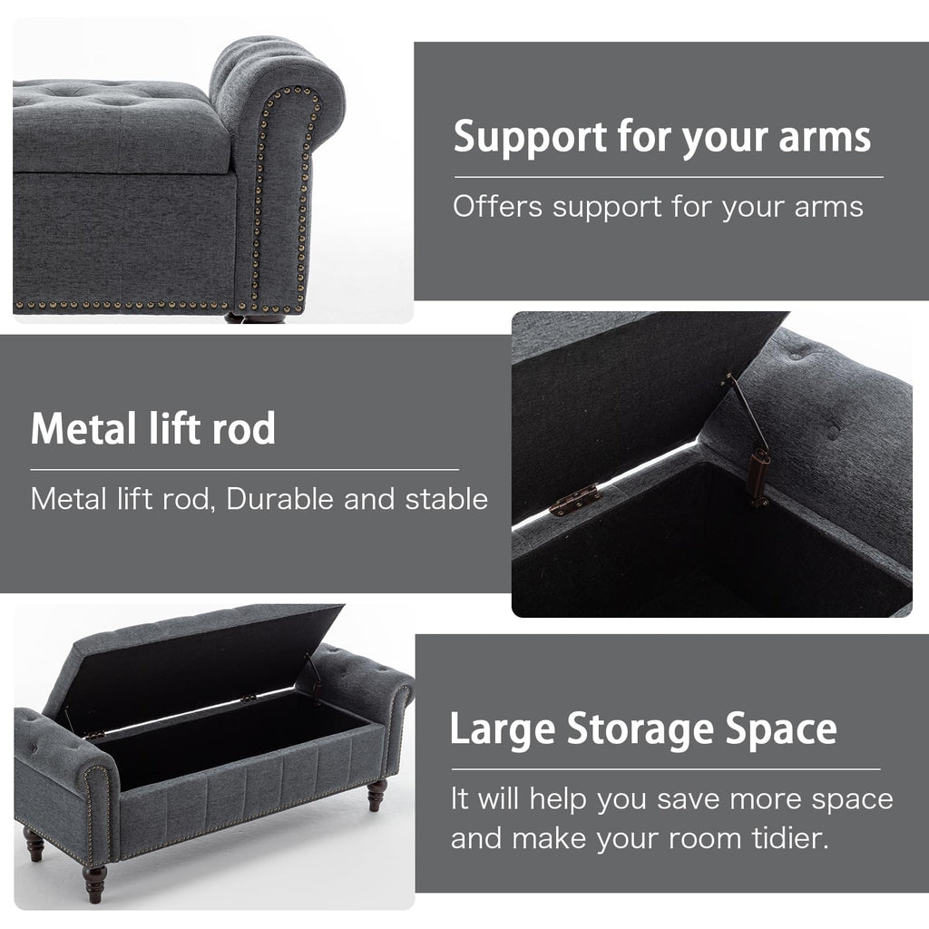 58" Chenille Storage Bench A35086