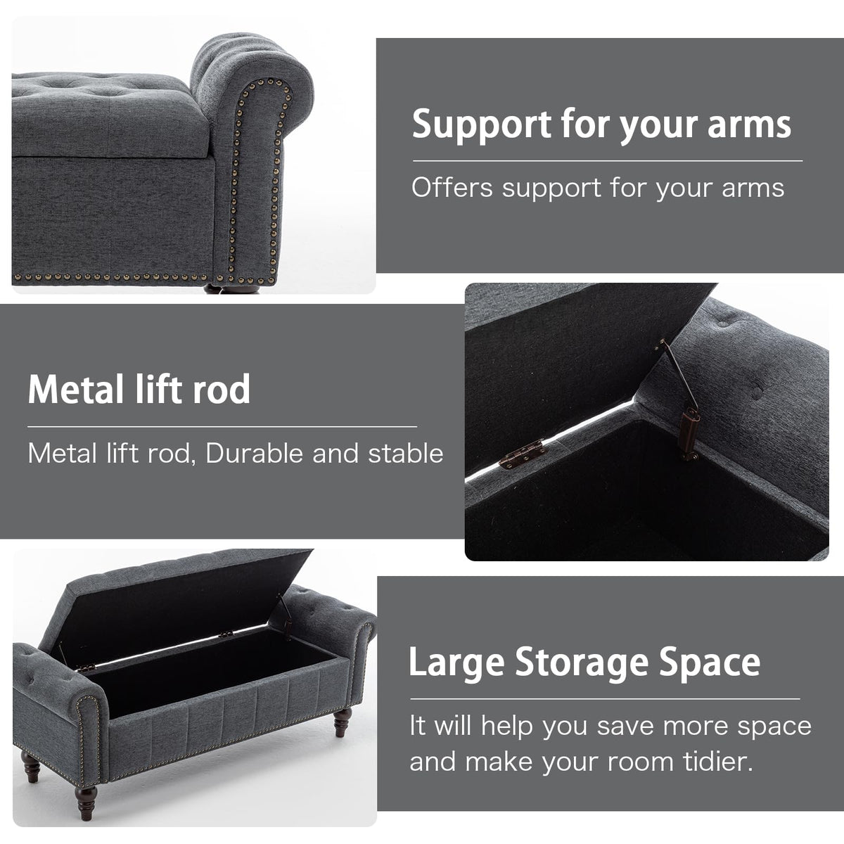 58" Chenille Storage Bench A35086