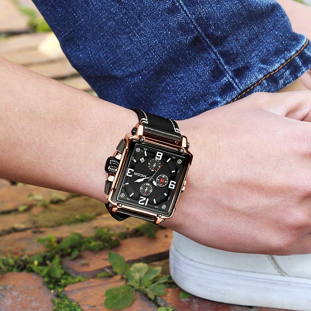 Men's Analogue Luminous Quartz Watch with Leather Strap W447657