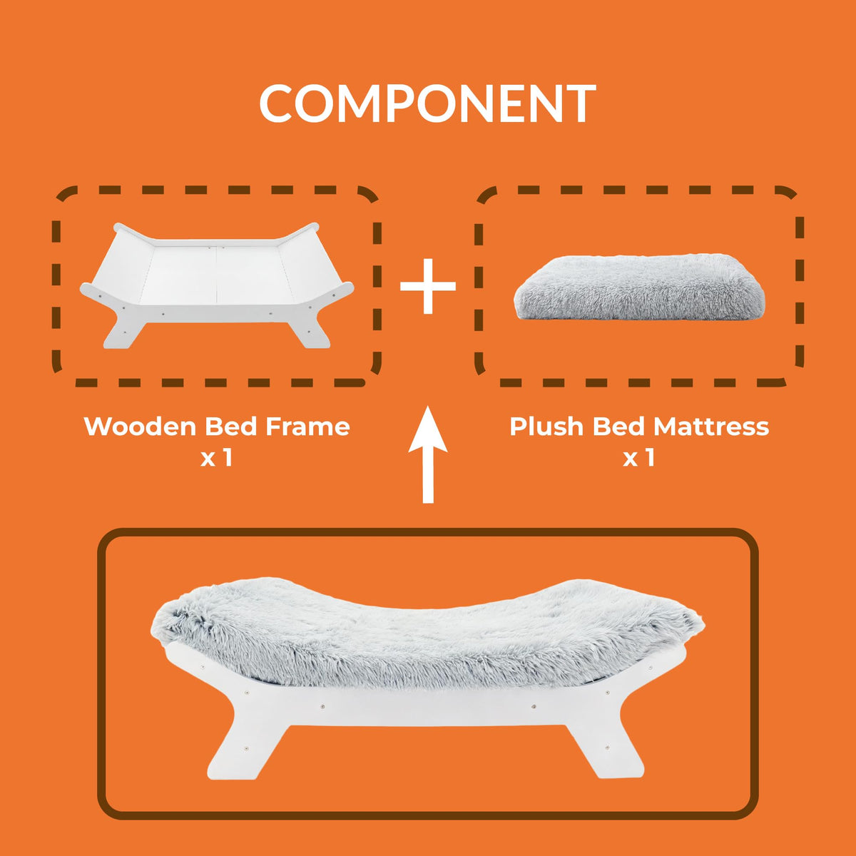 Wood Dog Bed Frame with Foam Mattress C6898