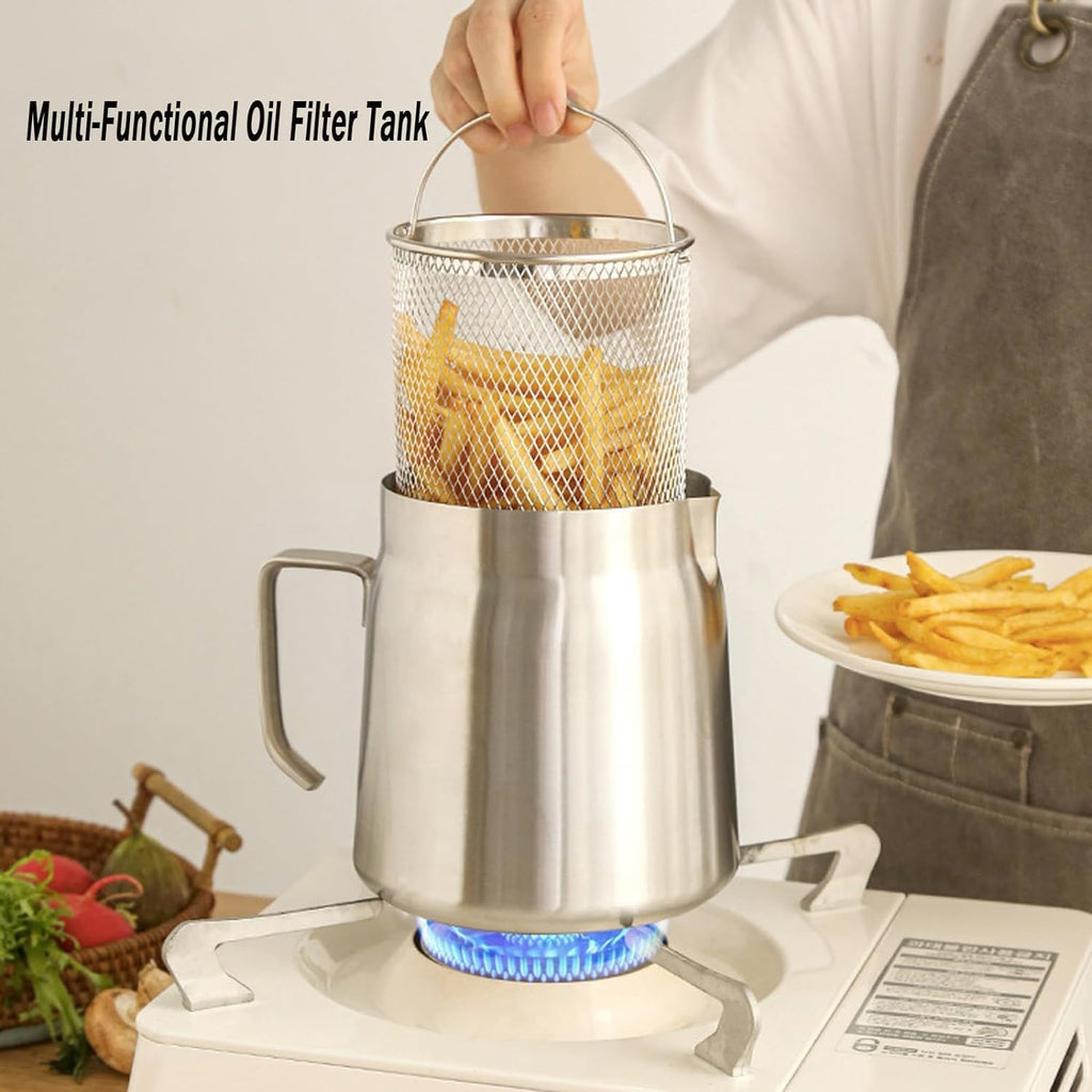 68oz 304 Stainless Steel Deep Fryer Pot with Basket X997897