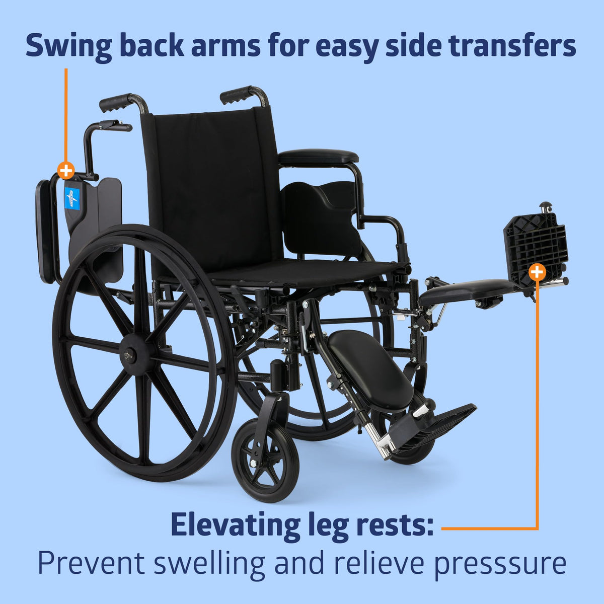 Lightweight Wheelchair with 18" Wide Seat and 300 lb. Weight Capacity Q53250