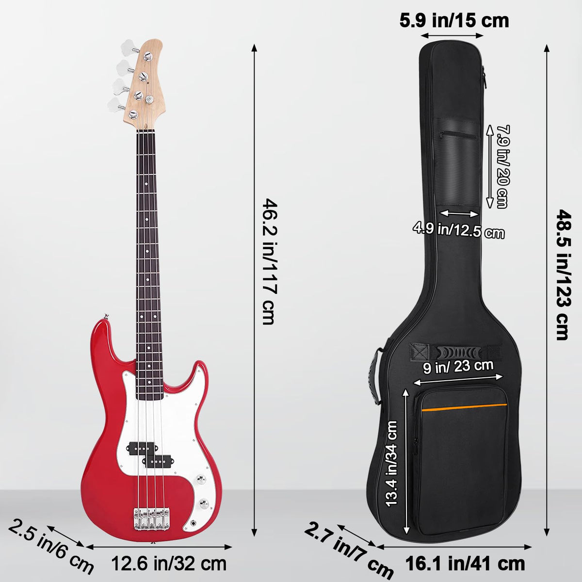 Black Padded Waterproof Bass Guitar Bag S852813