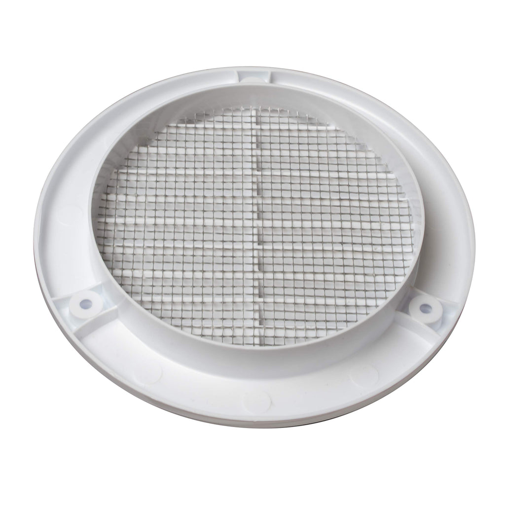 4" White Plastic Round Vent Cover with Mesh M782