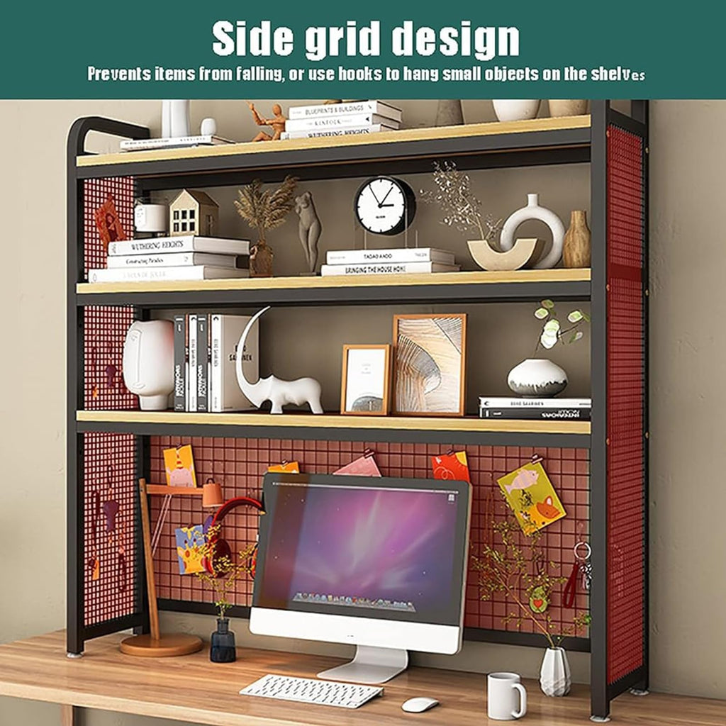 3-Tier Adjustable White Wooden Desktop Bookshelf B2008