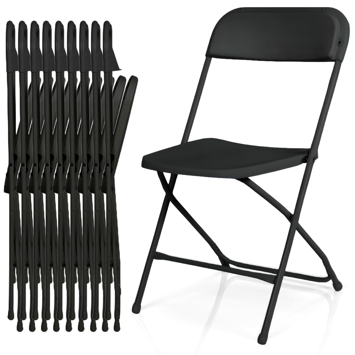 10 Pack Black Plastic Folding Chairs O136745