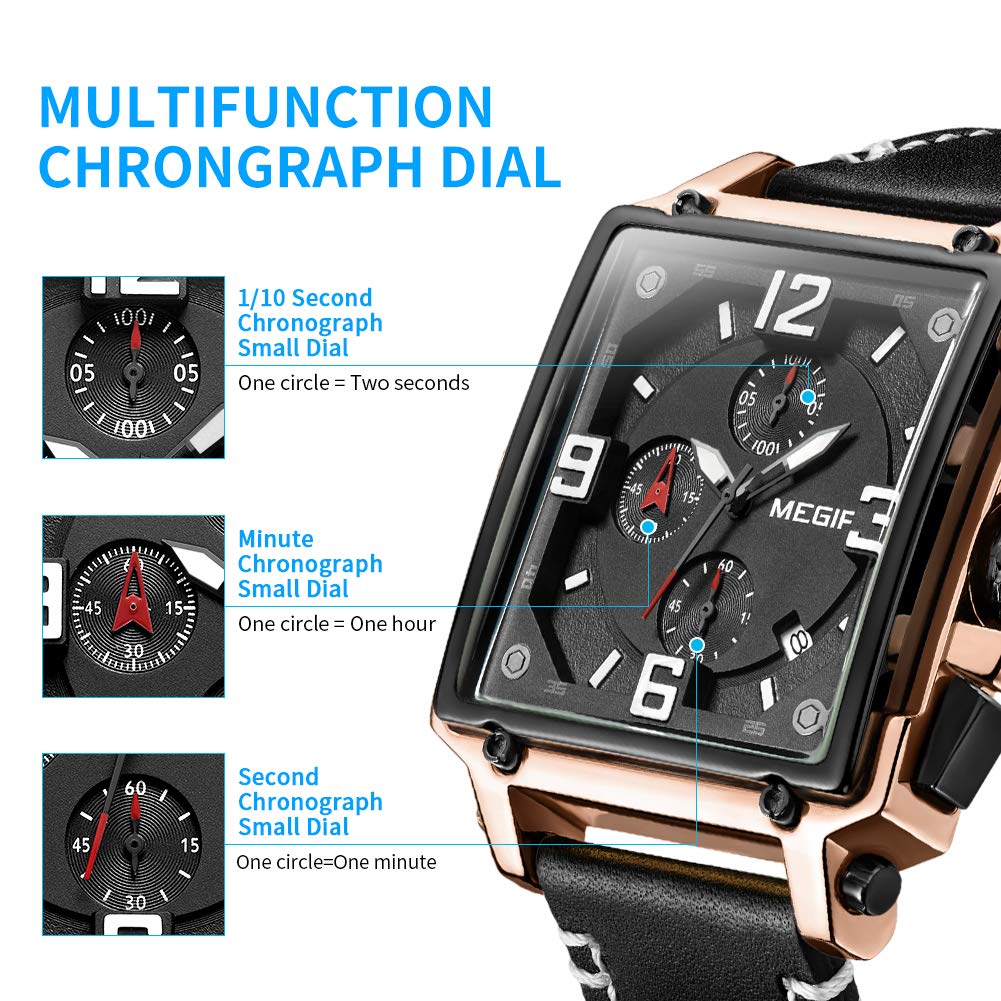 Men's Analogue Luminous Quartz Watch with Leather Strap W447657