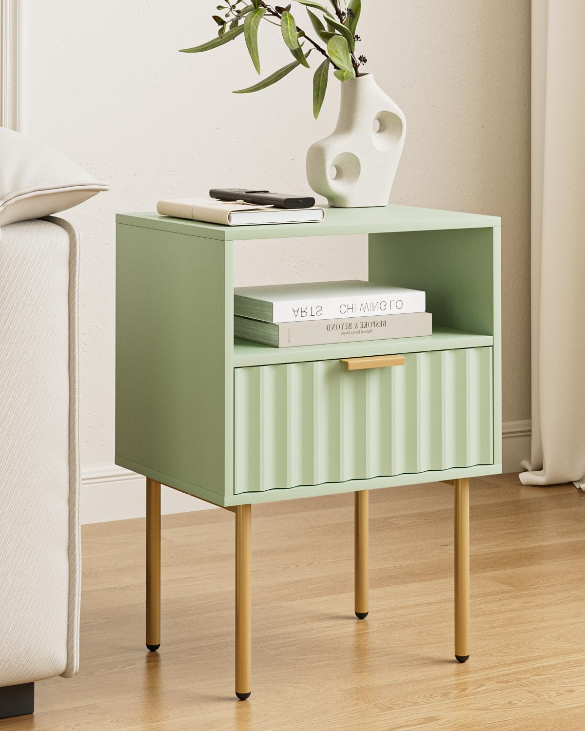 Green Night Stand with Drawer and Shelf I58606