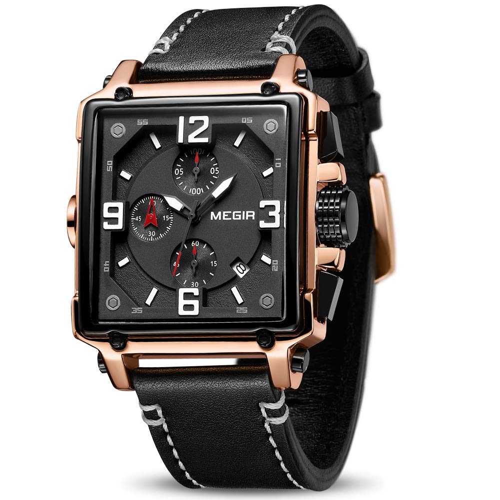 Men's Analogue Luminous Quartz Watch with Leather Strap W447657