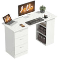 White Computer Desk with Drawers N157