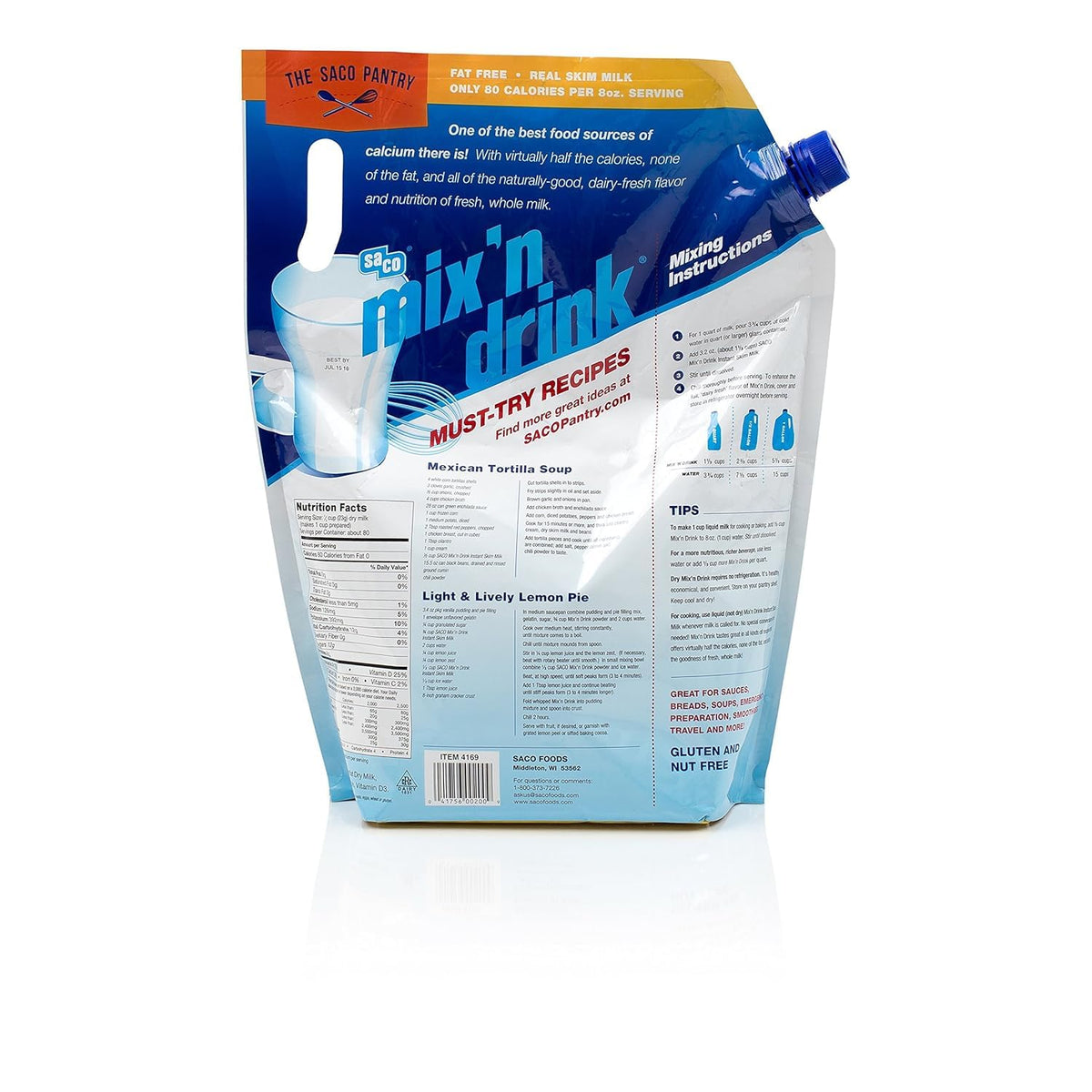 Instant Skim Milk, Fat-Free, High Calcium and Protein, Makes 20 Quarts Z287
