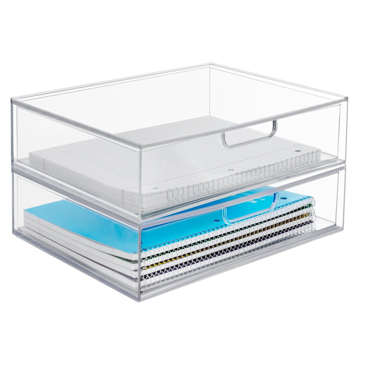 Clear Plastic Stackable Organizer Drawers Set of 2 U71668