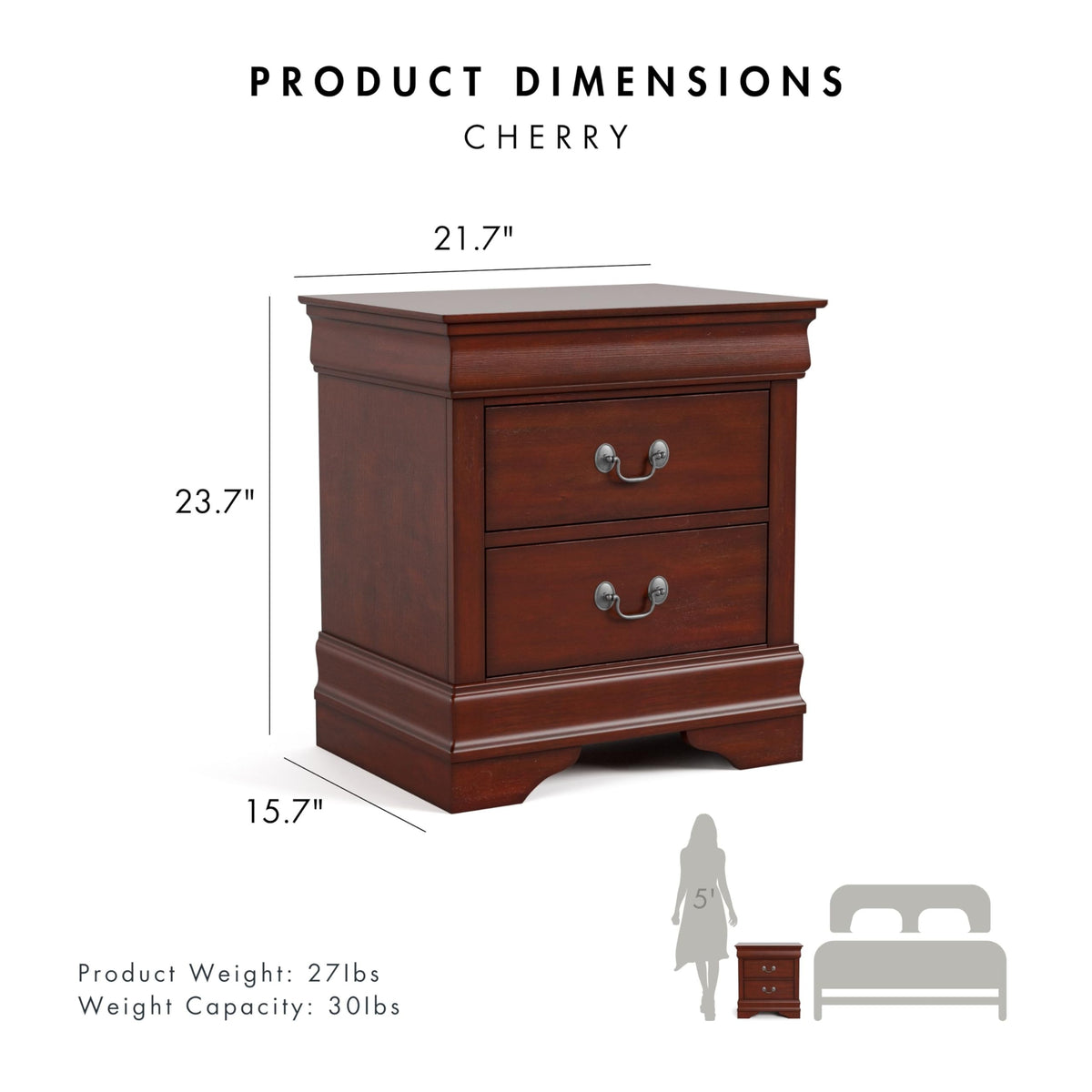 Solid Wood Nightstands Set of 2 with Drawers Y943