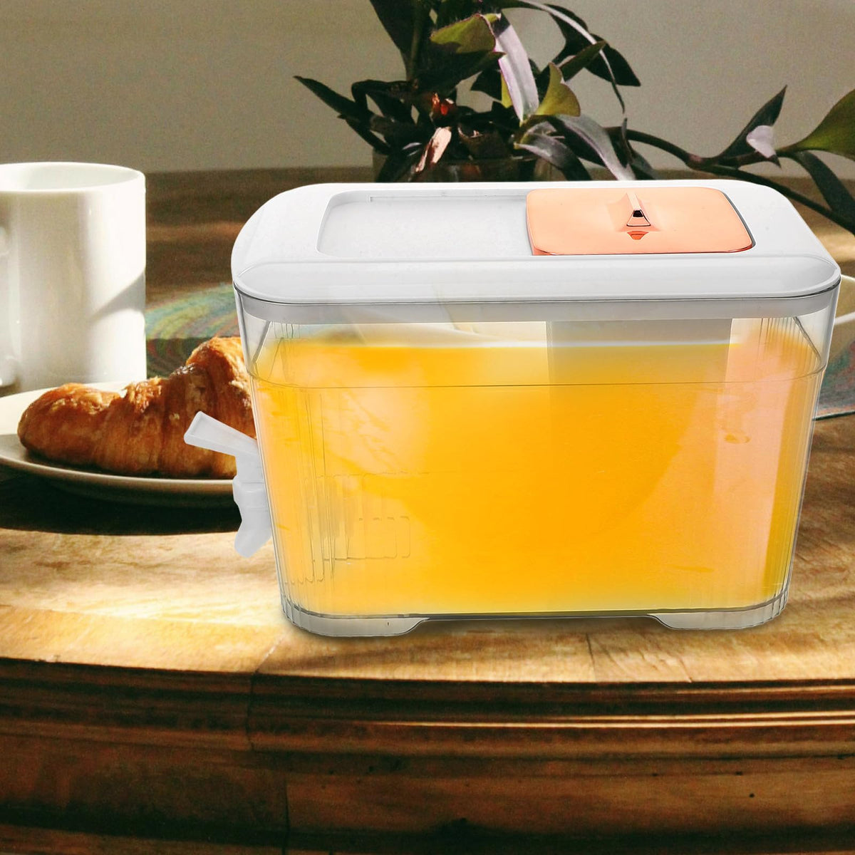 White Plastic Water Jug with Faucet and Lid L98619