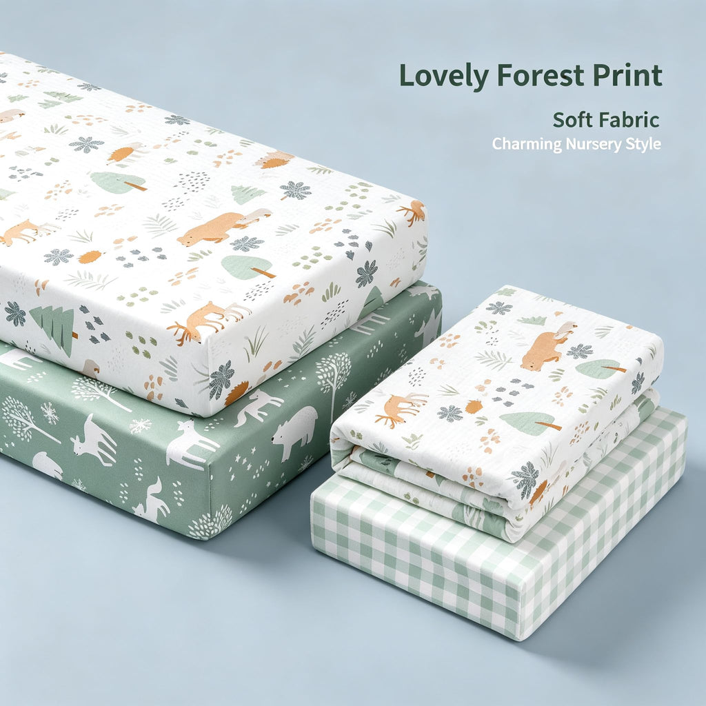 3 Pack Fitted Neutral Baby Crib Sheets D131