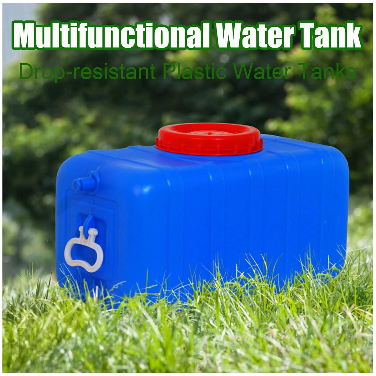 Blue Large Food-Grade Water Storage Container with Lid and Handle S56096