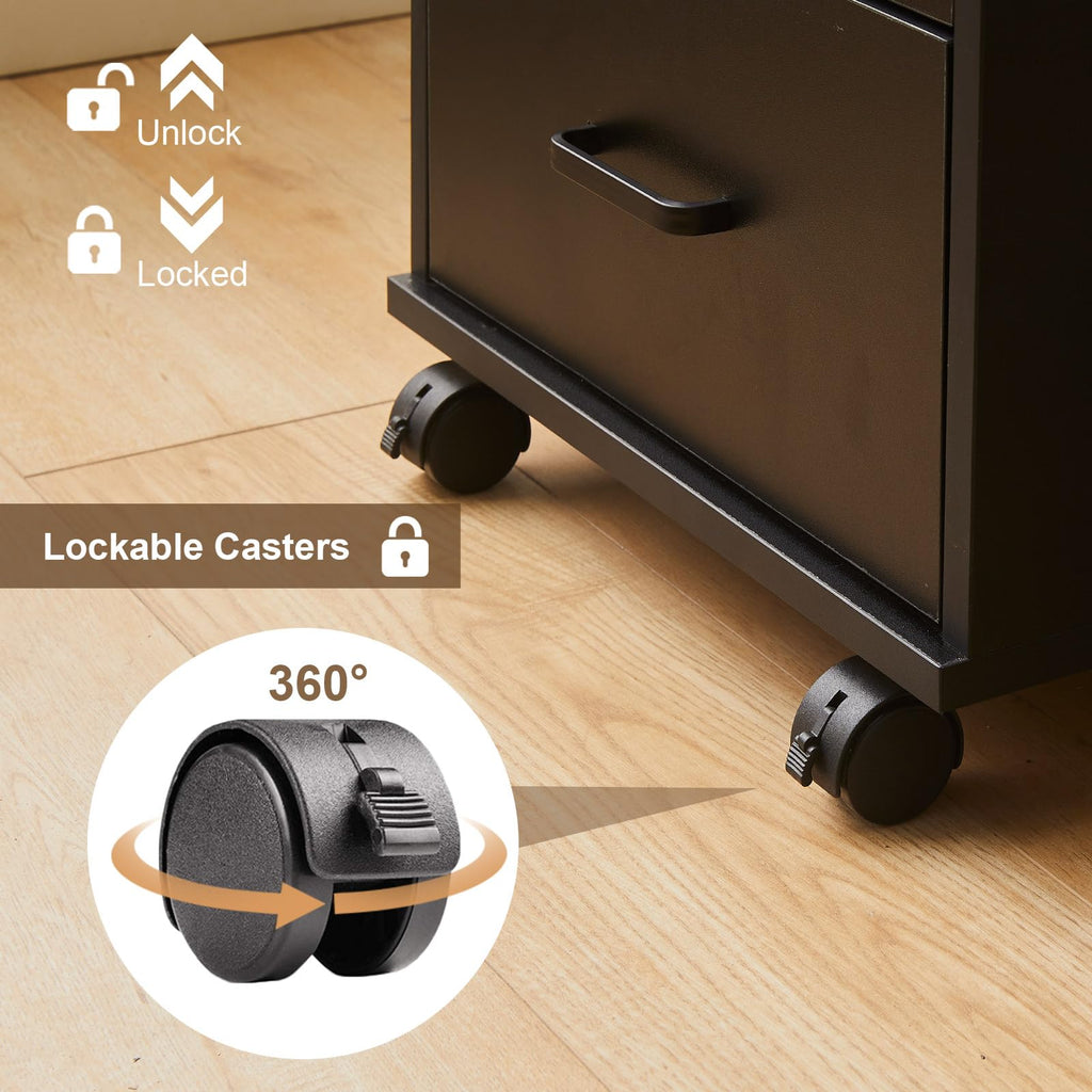 3 Drawer Black File Cabinet with Lock I250550