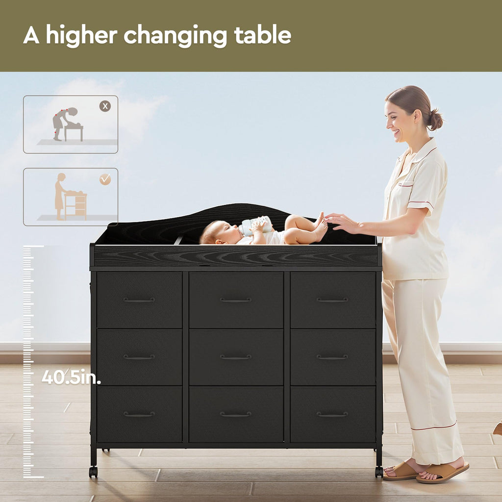 Black Changing Table with 9 Fabric Boxes I98993