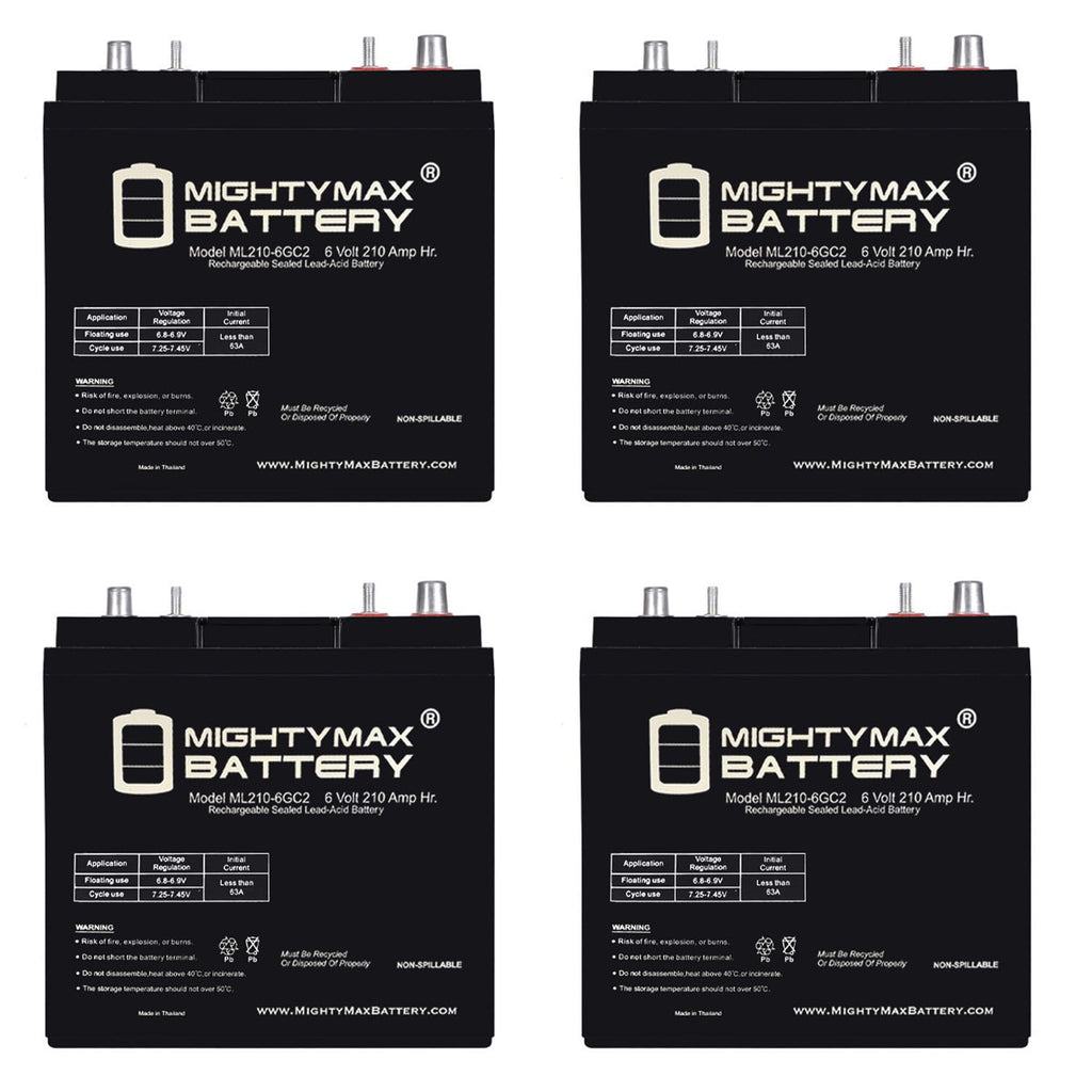 6V 210AH Dual Terminal SLA Replacement Battery 4 Pack W8095