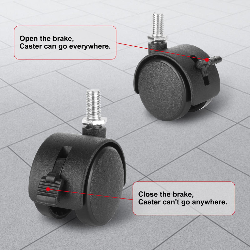 1.5 Inch Swivel Stem Caster Wheels with Locking Brake 4 Pack B809179
