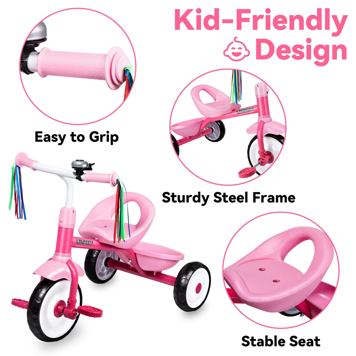 Pink 3 Wheel Toddler Tricycle Z4408